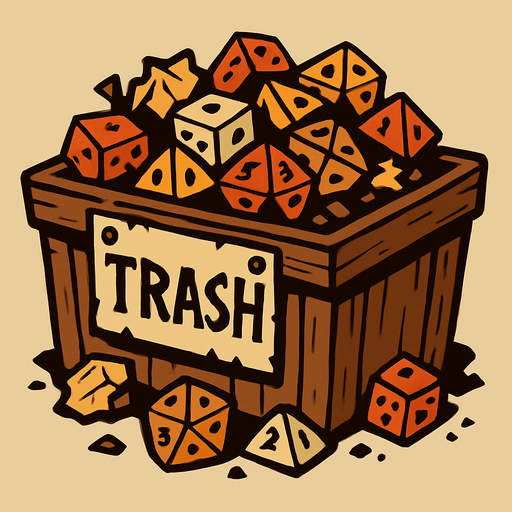 Trash area for dice from fantasy.
In-Game asset.  2d.  High contrast.  No shadows