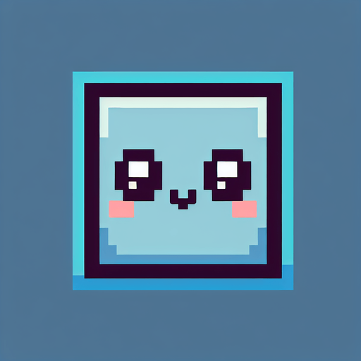 Pixel art, square with cute eyes . Single Game Texture. In-Game asset. 2d. Blank background. High contrast. No shadows.