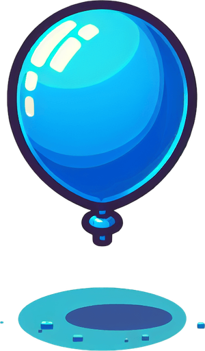 mavi balon.
Single Game Texture.  In-Game asset.  2d.  Blank background.  High contrast.  No shadows