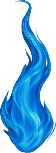 a realistic whisp of blue fire. No background. Transparent background. Blank background. No shadows. 2d. In-Game asset. flat