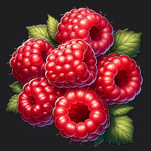 A few delicious red raspberries, cleaned..
Single Game Texture. In-Game asset. 2d. Blank background. High contrast. No shadows.