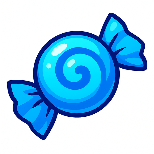 blue candy.
In-Game asset.  2d.  High contrast.  No shadows