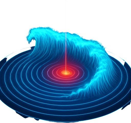 Growing expanding equal height neon hologram tsunami effect