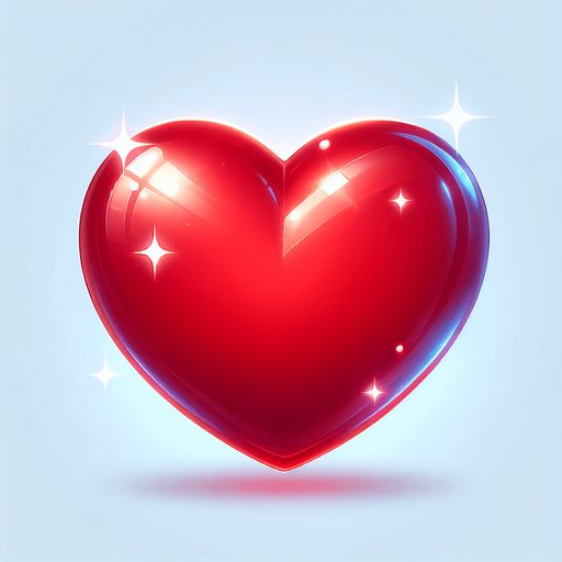 Heart illustration red shinny.
Single Game Texture.  2d.  Blank background.  High contrast.  No shadows