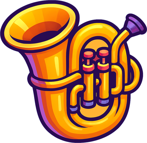 tuba.
In-Game asset. 3d.  High contrast.  No shadows