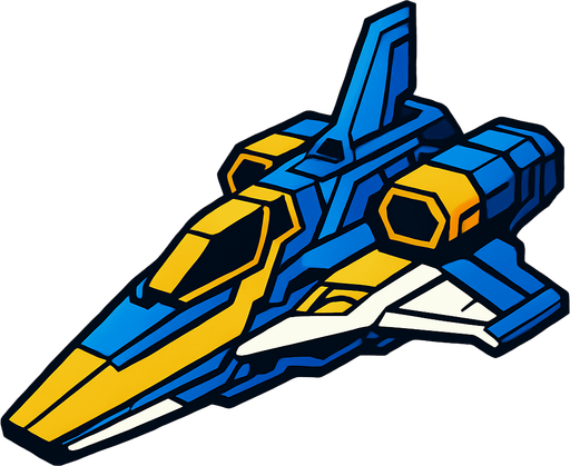 future space ship.
In-Game asset.  2d.  High contrast.  No shadows