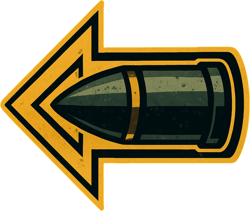 Left arrow picture but like bullet  ( tank bullet).
In-Game asset.  2d.  High contrast.  No shadows. High contrast