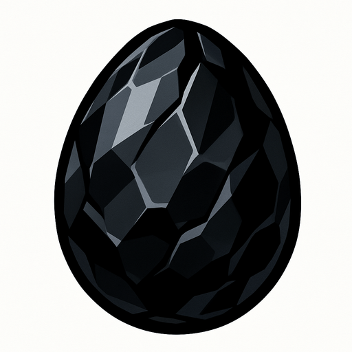 A Obsidian egg.
In-Game asset.  2d.  High contrast.  No shadows
