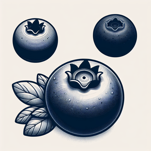 A couple of blueberries.
Single Game Texture. In-Game asset. 2d. Blank background. High contrast. No shadows.