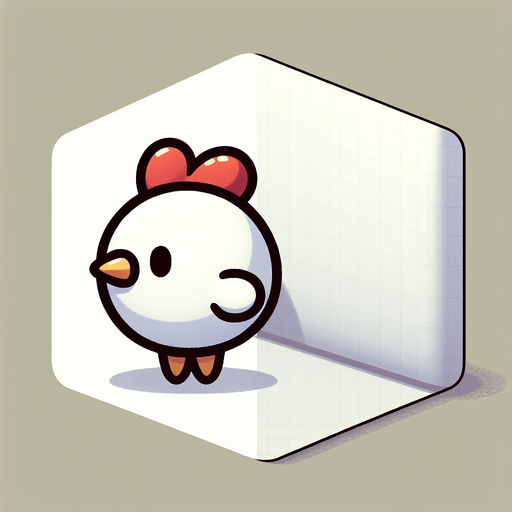 White Cartoon chicken, side.
Single Game Texture.  In-Game asset.  2d.  Blank background.  High contrast.  No shadows