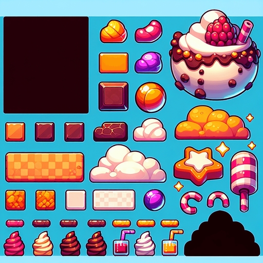 caramella.
Single Game Texture. In-Game asset. 2d. Blank background. High contrast. No shadows.