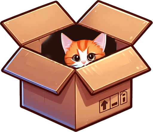 cute ginger cat peeking from a box.