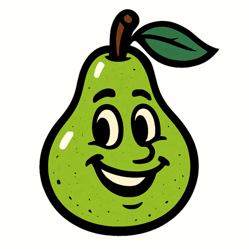 Pear with face.
In-Game asset.  2d.  High contrast.  No shadows