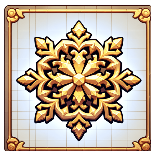 a golden snowflake, cartoon Single Game Texture. In-Game asset. 2d. Blank background. High contrast. No shadows.