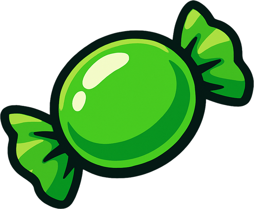 Yeşil şeker.
In-Game asset.  2d.  High contrast.  No shadows