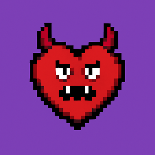 Make a 2d pixel monster heart no leg no arm.
In-Game asset.  2d.  High contrast.  No shadows