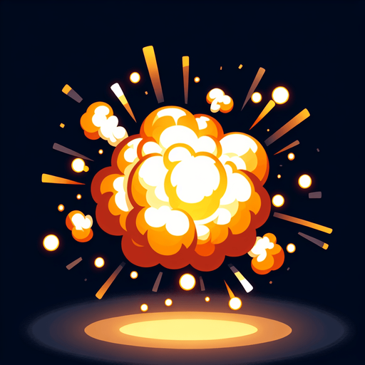 a small explosion.
Single Game Texture.  In-Game asset.  2d.  Blank background.  High contrast.  No shadows