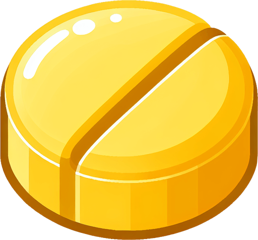 a sprite of medication pill.
a 2d sprite of  a yellow medication pill