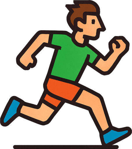 runner with a green shirt.
In-Game asset.  2d.  High contrast.  No shadows