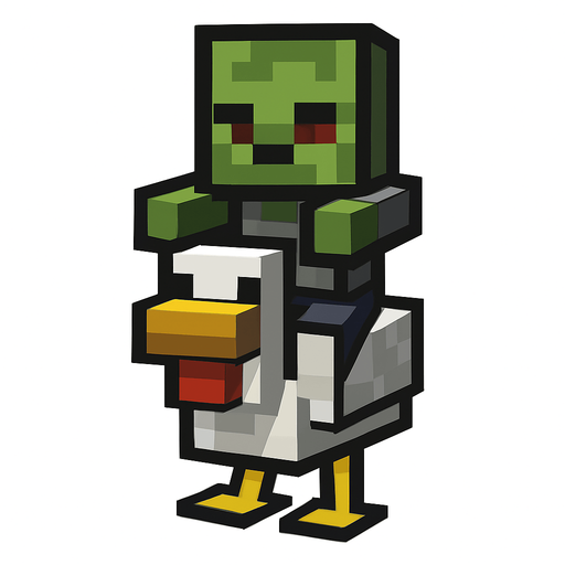 minecraft chicken jockey.
In-Game asset.  2d.  High contrast.  No shadows