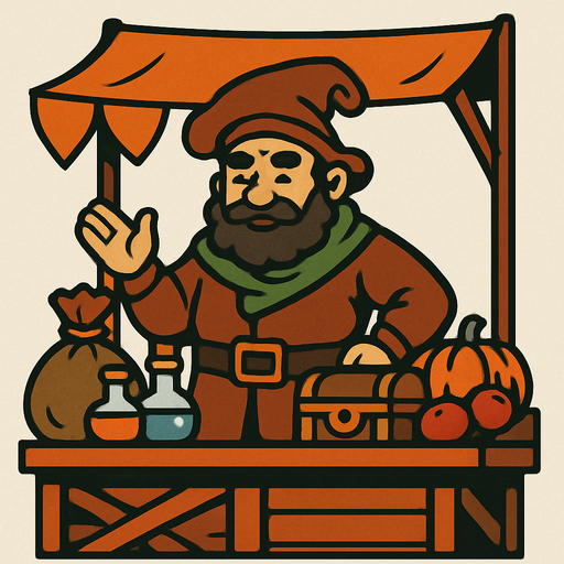 Merchant.
In-Game asset.  2d.  High contrast.  No shadows