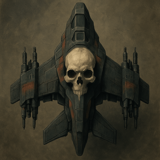 war drone spaceship skull tip top view.