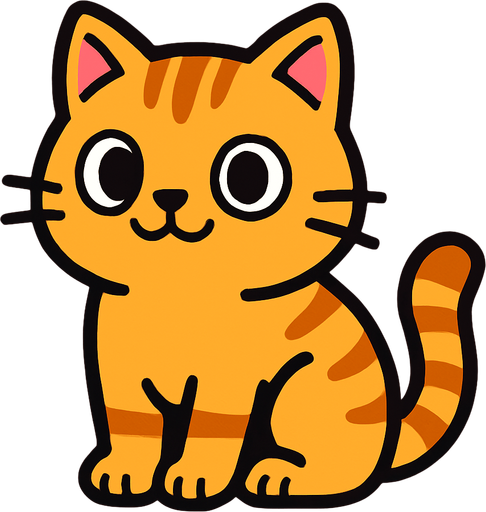 Cute cat.
In-Game asset.  2d.  High contrast.  No shadows