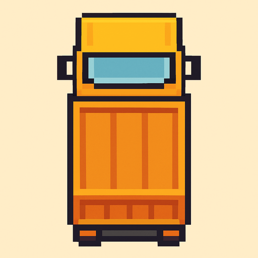Pixel art kamyon kuş bakışı.
In-Game asset.  2d.  High contrast.  No shadows