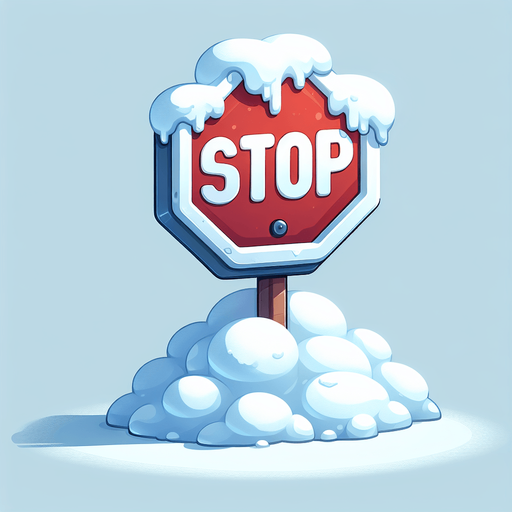 Знак стоп в снегу. Мультяшный.
Single Game Texture.  In-Game asset.  2d.  Blank background.  High contrast.  No shadows