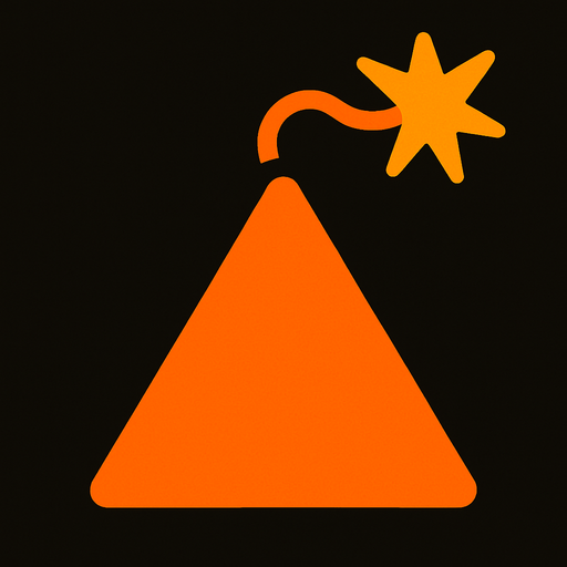 triangulo naranja con mecha de bomba.
In-Game asset.  2d.  High contrast.  No shadows