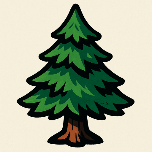pine tree.
In-Game asset.  2d.  High contrast.  No shadows