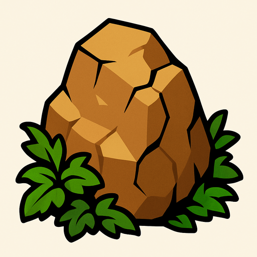 Pierre élément terre.
In-Game asset.  2d.  High contrast.  No shadows