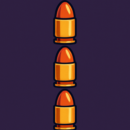 bullets arranged from top to bottom.
In-Game asset.  2d.  High contrast.  No shadows