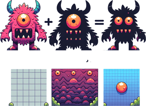 2D Single Monster. In-Game asset. 2d. Blank background. High contrast. No shadows..
Single Game Texture. In-Game asset. 2d. Blank background. High contrast. No shadows.
