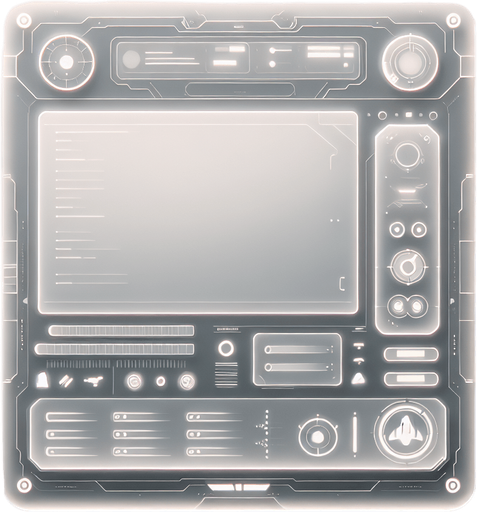 A minimalist spaceship settings dashboard designed as a flat, futuristic clipboard. The panel features a smooth, light background in a soft gradient of white to very pale grey, resembling a clean and modern digital surface. The edges are subtly rounded, with a faint glow along the perimeter to evoke a high-tech, spaceship-like vibe.

The interface is flat and ultra-simplistic, with no excessive details—just a few minimal icons or symbols subtly embedded near the corners to suggest functionality. The design retains the essence of a clipboard, emphasizing clarity, lightness, and a futuristic aesthetic while remaining entirely flat and unobtrusive..
Single Game Texture. In-Game asset. 2d. Blank background. High contrast. No shadows.