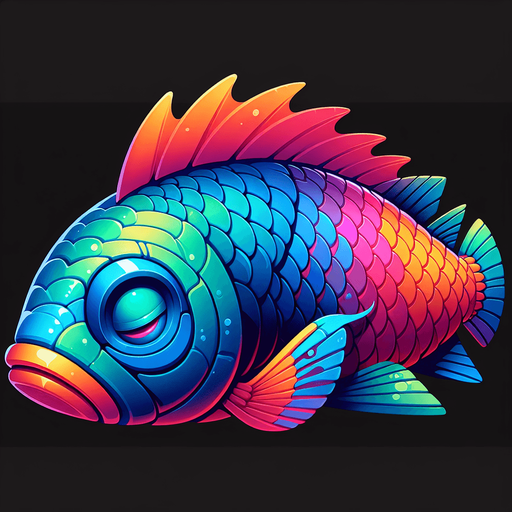 A sleeping fish.
Single Game Texture.  In-Game asset.  2d.  Blank background.  High contrast.  No shadows