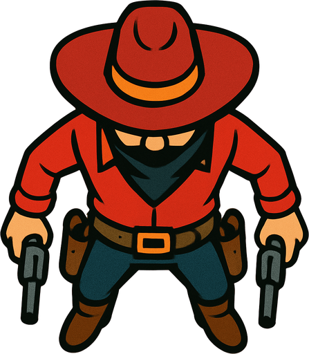 Top view enemy cowboy.
In-Game asset.  2d.  High contrast.  No shadows
