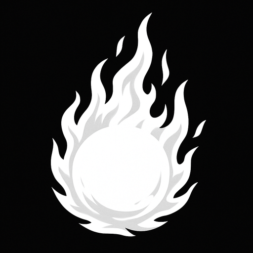 Bola de fuego de color blanco.
In-Game asset.  2d.  High contrast.  No shadows