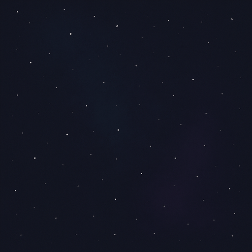 Arka Plan: Koyu lacivert veya antrasit gri düz zeminin üzerine,
1.  **Yavaşça Hareket Eden Yıldızlar/Parçacıklar:** Arka planda rastgele dağılmış, küçük, beyaz veya hafifçe parlayan noktalar (yıldızlar veya uzay tozları) oluştur. Bu noktalar, çok yavaş bir hızda, ekranın üstünden altına doğru akmalı. Yoğunlukları orta seviyede olmalı, oyuncunun ve diğer objelerin görünürlüğünü engellememeli.
2.  **Hafif Renk Geçişleri (Nebula Efekti):** Arka planın genel rengi sabit kalmakla birlikte, çok hafif tonlarda (örn. mor ve yeşilin koyu tonları) yavaş ve bulanık renk geçişleri (nebulamsı bir etki) bulunmalı. Bu geçişler statik olmamalı, sürekli ama çok yavaş bir şekilde değişmeli..
In-Game asset.  2d.  High contrast.  No shadows