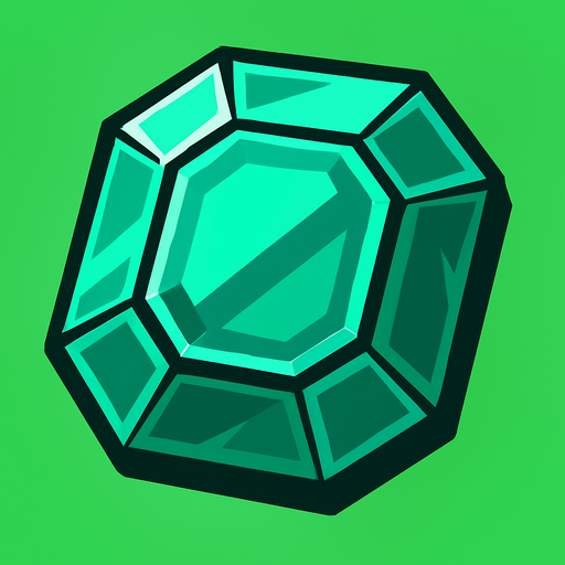 emerald.
In-Game asset.  2d.  High contrast.  No shadows