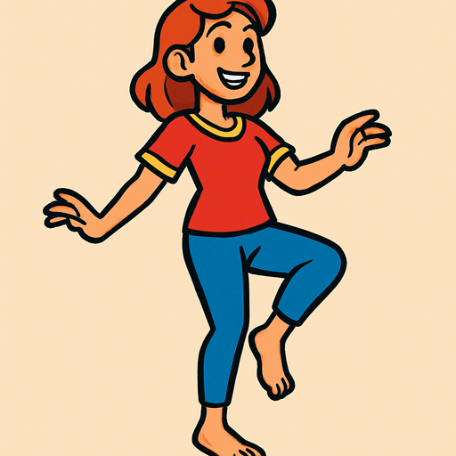 Barefoot woman with one foot raised up.
In-Game asset.  2d.  High contrast.  No shadows