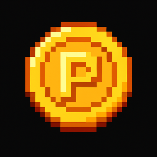 Pixel coin.
In-Game asset.  2d.  High contrast.  No shadows