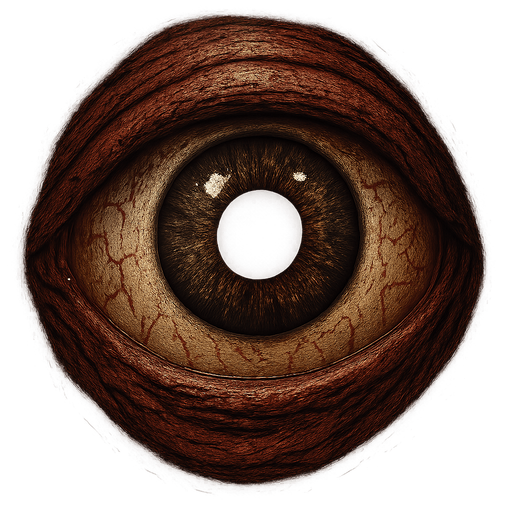 creepy realistic eye.
In-Game asset.  2d.  High contrast.  No shadows