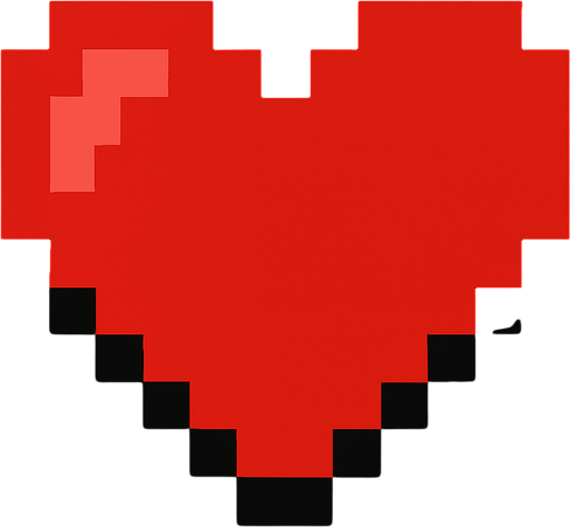 red heart 8-bit mario.
In-Game asset.  2d.  High contrast.  No shadows
