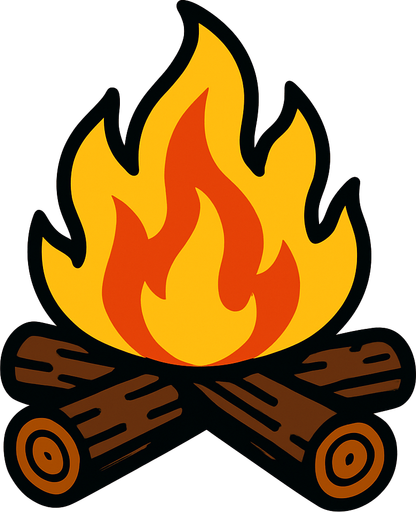 a campfire.
In-Game asset.  2d.  High contrast.  No shadows