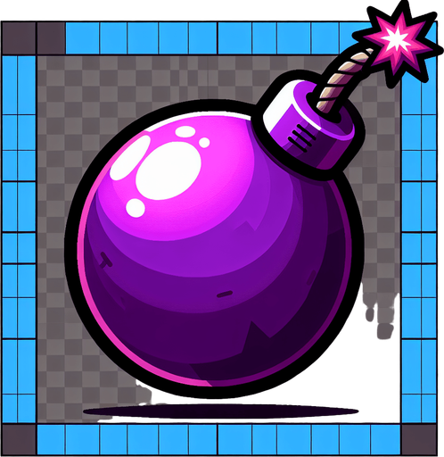 Purple bomb

Single Game Texture. In-Game asset. 2d. Blank background. High contrast. No shadows.