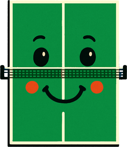 ping pong table only from the top with a face on it.
In-Game asset.  2d.  High contrast.  No shadows