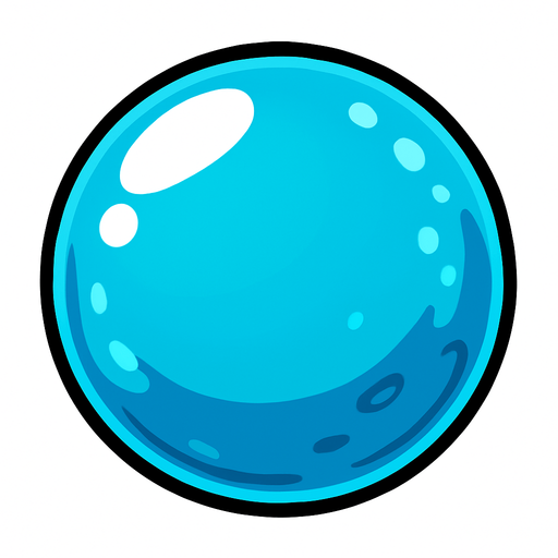 blue sfere, ball, slime, translucent,.
In-Game asset.  2d.  High contrast.  No shadows. cartoon. simple. draw