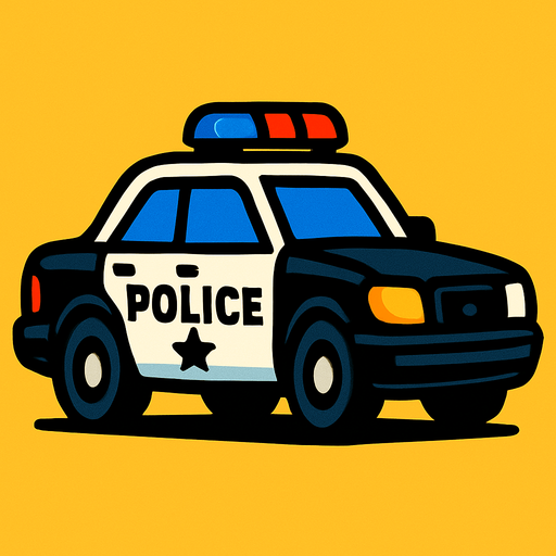 police car.
In-Game asset.  2d.  High contrast.  No shadows