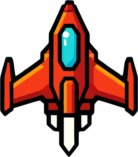 Player space shooter.
In-Game asset.  2d.  High contrast.  No shadows